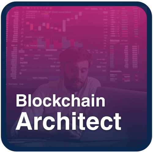 Blockchain architect analyzing cryptocurrency data on multiple screens — symbolizing blockchain infrastructure, smart contracts, and decentralized systems training.