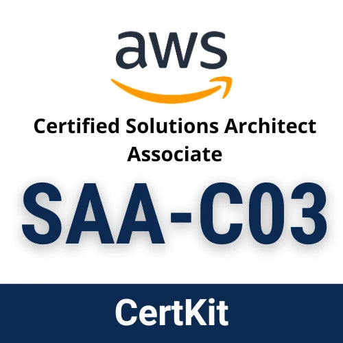 AWS Certified Solutions Architect Associate SAA-C03 certification badge with CertKit branding on a white background