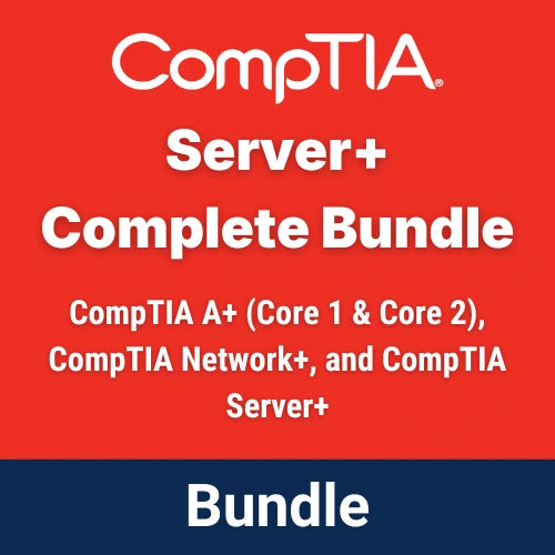 CompTIA Server+ Complete Bundle on a red background