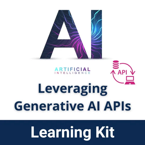Leveraging Generative AI APIs Learning Kit showing API workflows, AI model connections and modern application architecture visuals
