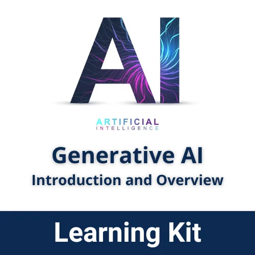 Generative AI Introduction and Overview Learning Kit showing AI concepts, abstract neural networks and modern digital technology visuals