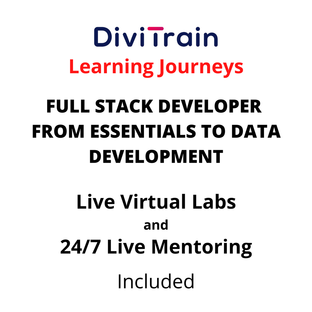 FULL STACK DEVELOPER - From Essentials To Data Development | 4 Tracks | 24/7 Live Mentoring and 24/7 Live Labs Included | Practice Tests | 365 Days Access